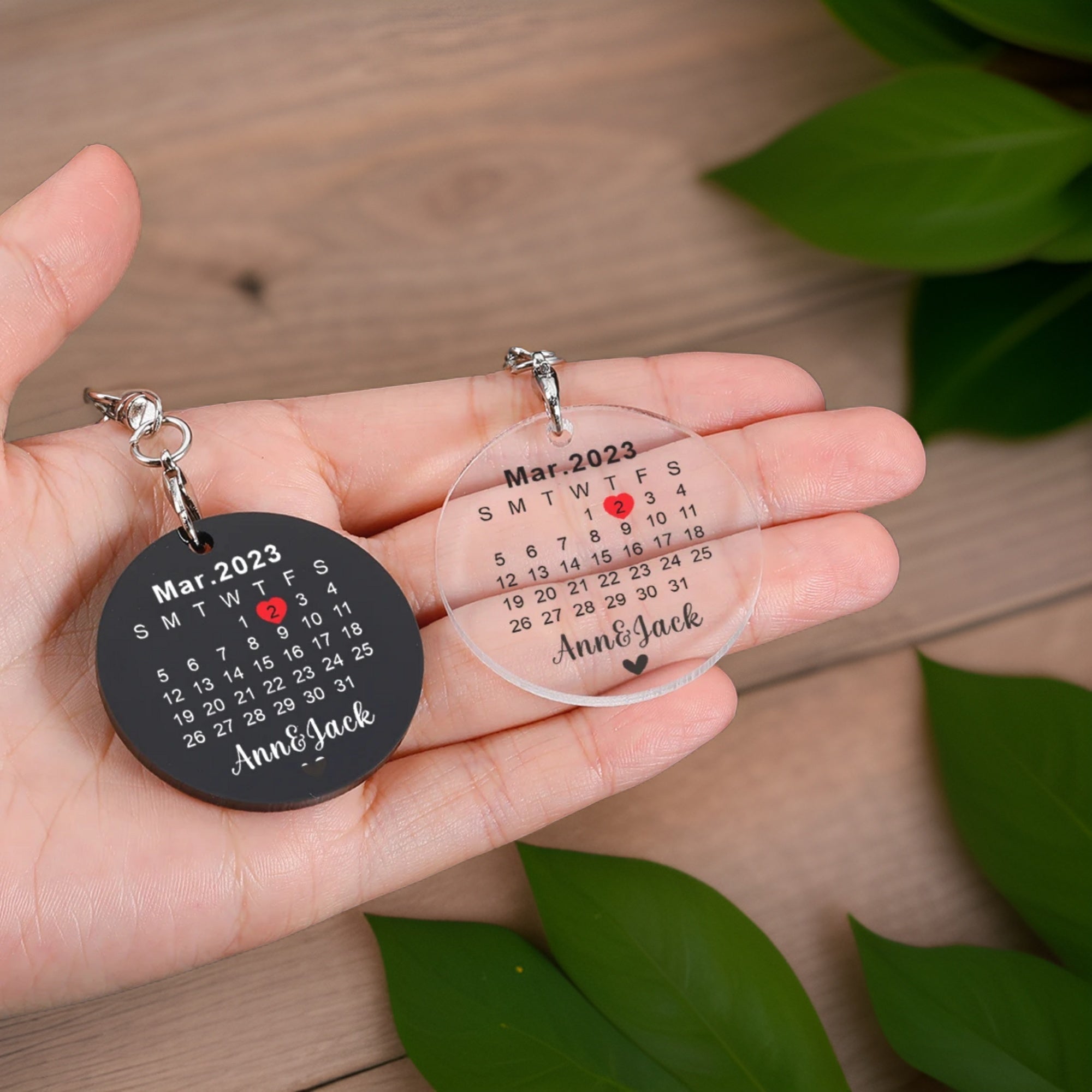 Calendar Keychain Couple Gift Customization Couple Name Acrylic Keychains DIY Name Date Custom Gifts Key Accessories Keyring
