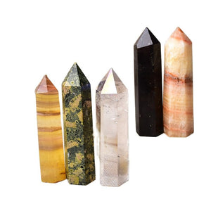 1PC Colorful Natural Stones and Crystal Point Wand Reiki Healing Stone Tower Energy Ore Mineral Polished Crafts Home Decor New